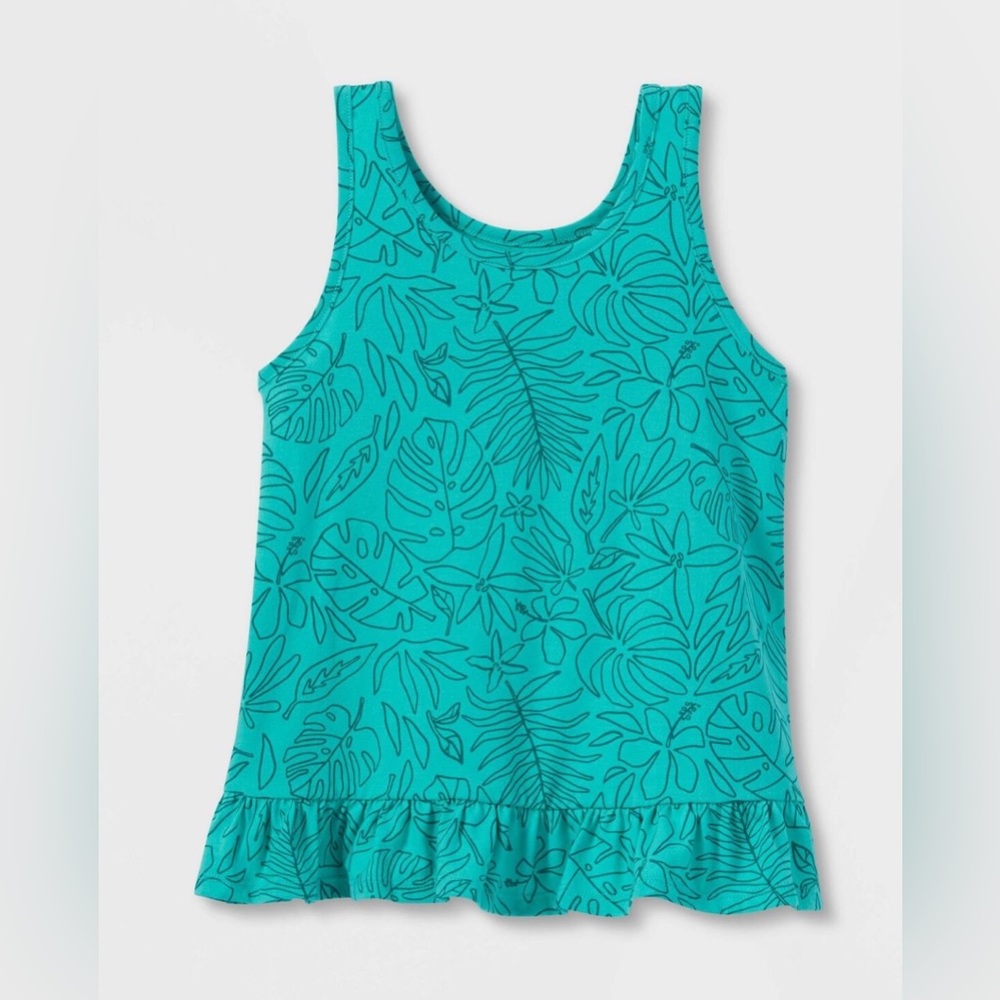 Girls' Printed Tank Top with Leaves